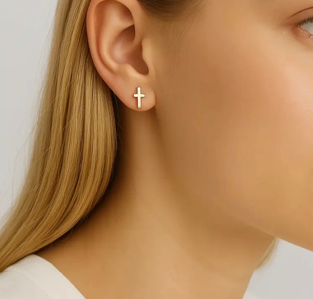 18K Gold Pvd Stainless Steel Cross
Stud Earrings