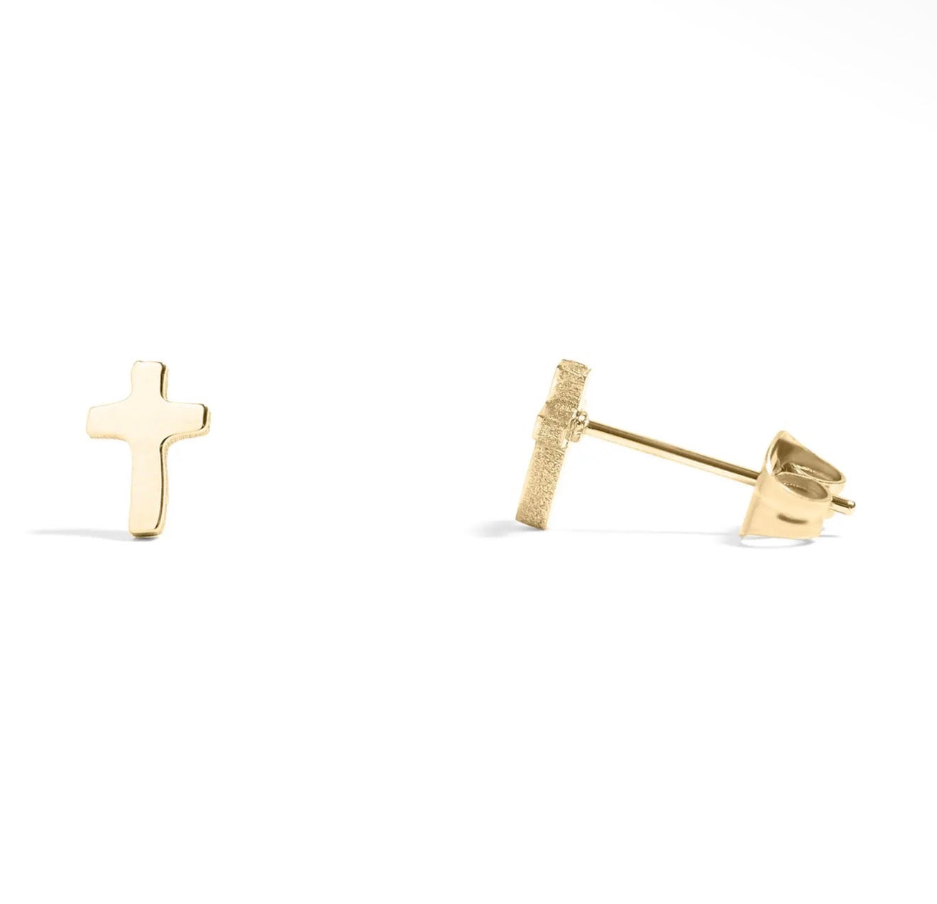 18K Gold Pvd Stainless Steel Cross
Stud Earrings